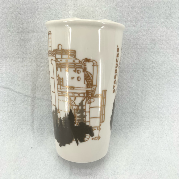 Starbucks Seattle Gasworks Park 2015 Travel Mug White Ceramic PNW Collectors Cup - Picture 2 of 9